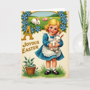 Cartão da Menina Coelho da Primavera Alegre