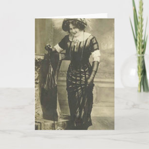 cartão da mulher 1900's extravagante