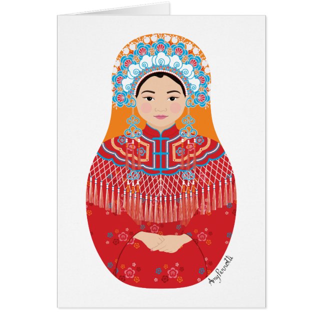 Cartão da Noiva Chinesa Matryoshka (Frente)