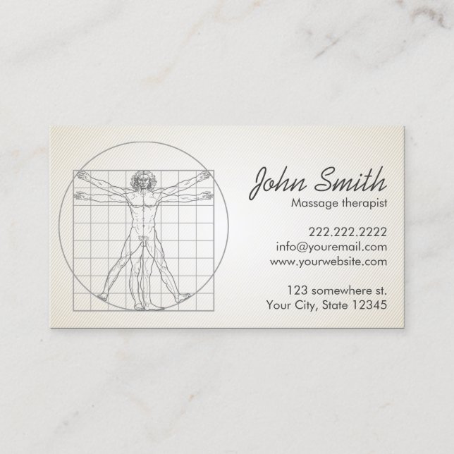 Cartão da nomeação do terapeuta da massagem do (Frente)