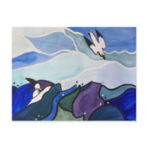 Cartão da pintura de Gannets do mergulho