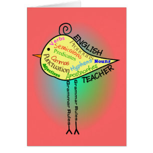 Cartão Da "presentes do pássaro gramática" do professor