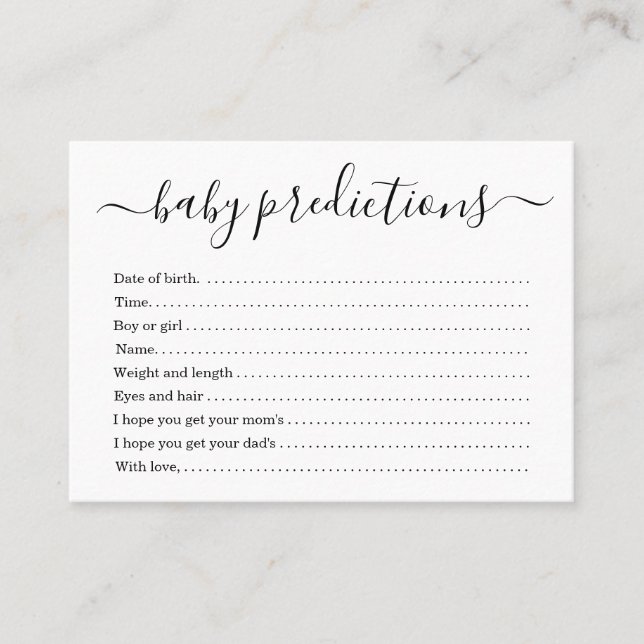 Cartão da previsão do bebê para o chá de fraldas - (Frente)