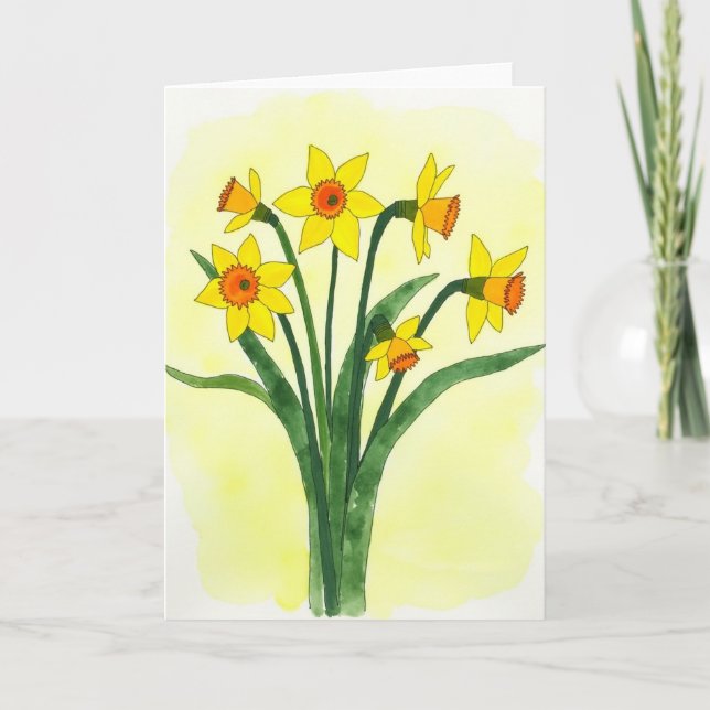 Cartão da Primavera com Flores Douradas (Frente)