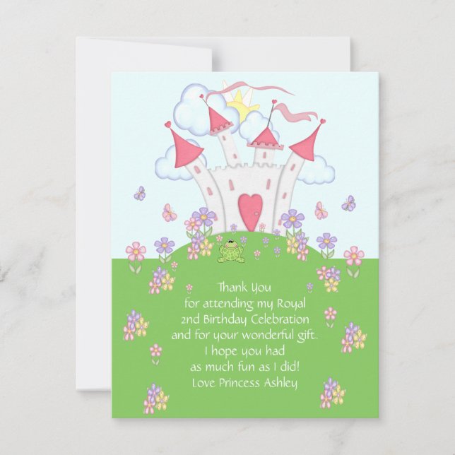 Cartão da princesa Castelo Agradecimento Você Liso (Frente)