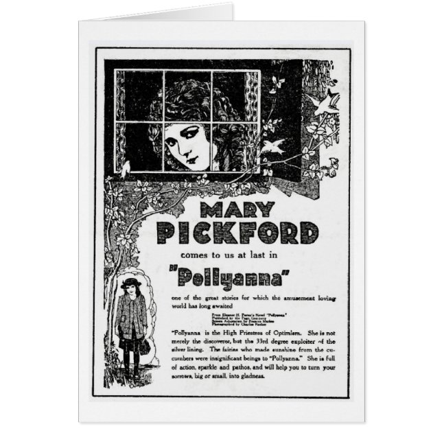 Cartão da propaganda de Mary Pickford Pollyanna (Frente)