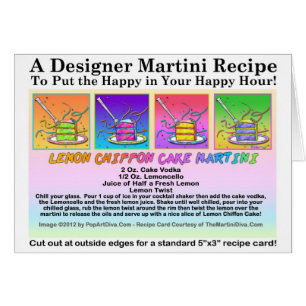 Cartão da receita de Martini do bolo de Chiffon d