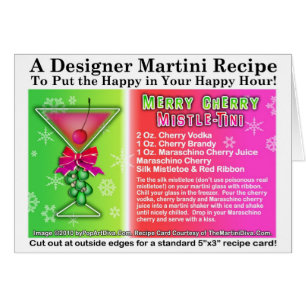CARTÃO DA RECEITA DO COCKTAIL DO NATAL DA CEREJA