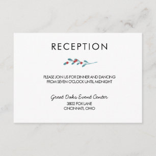 Cartão da recepção do azevinho e de casamento no