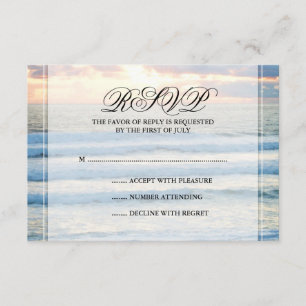 Cartão da resposta do casamento do por do sol da
