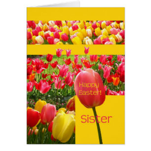 Cartão da tulipa do felz pascoa da irmã