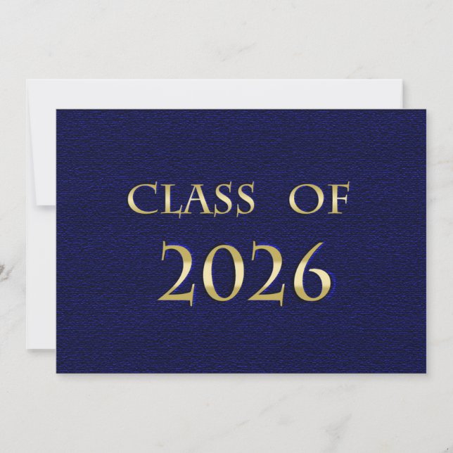 Cartão da Turma de 2026 Azul e Dourado (Frente)