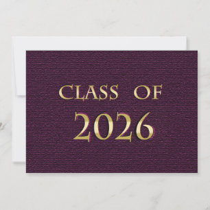 Cartão da Turma de 2026 Roxo e Dourado