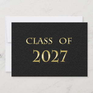 Cartão da Turma de 2027 Preto e Dourado