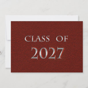 Cartão da Turma de 2027 Vermelho e Prata