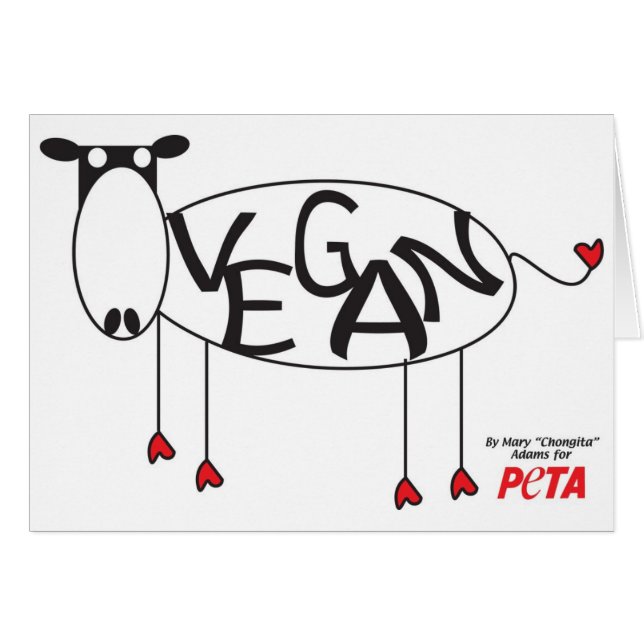 Cartão da vaca do Vegan (Frente Horizontal)