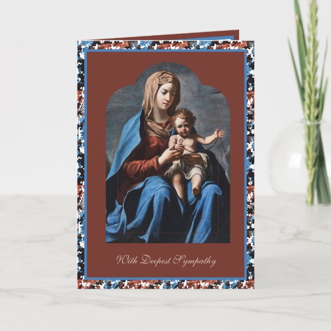 Cartão da Virgem Maria Jesus com Rosário de Simpat (Frente)
