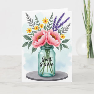 Cartão da Vovó com Florais em Aquarela