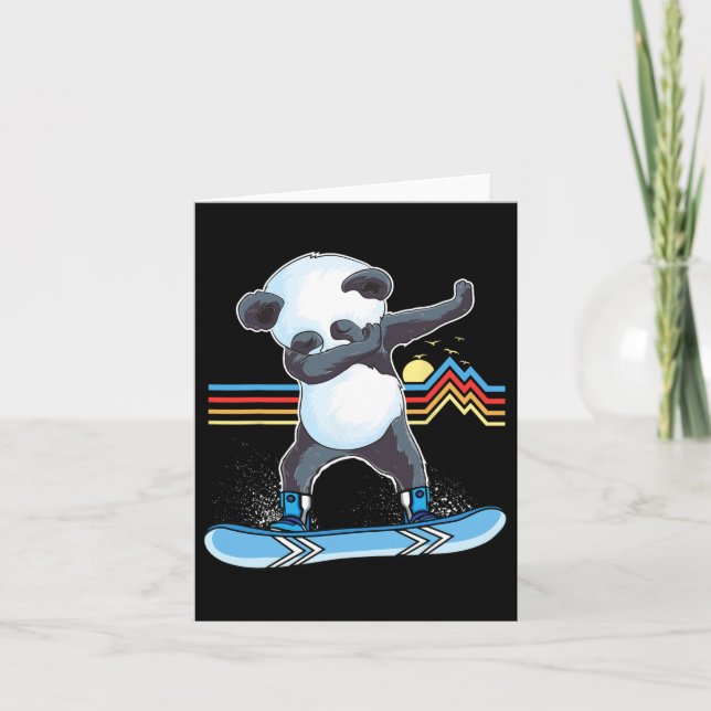 Cartão Dab Dance Panda Snowboard Skibing Dabbing Panda (Frente)