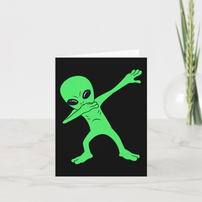 Cartão Dabbing Alienígena Halloween Diversão Dab Boys Kid (Frente)