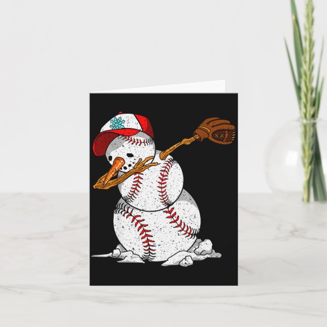 Cartão Dabbing Baseball Snowman Snow Christmas Xmas Holid (Frente)