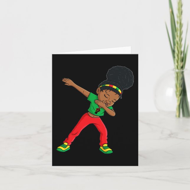 Cartão Dabbing Black Princess Cute Brown Skin (Frente)