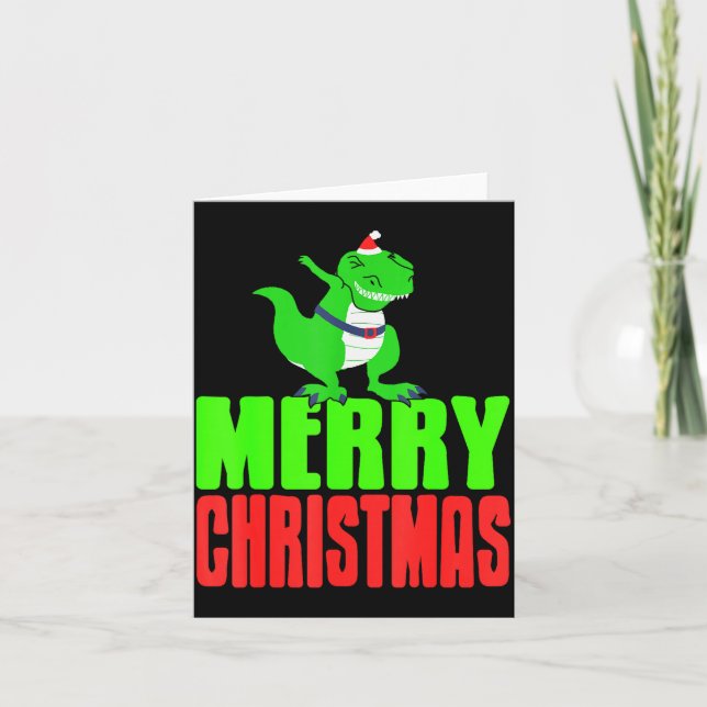 Cartão Dabbing Dinosaur Merry Christmas Holiday Humor  (Frente)