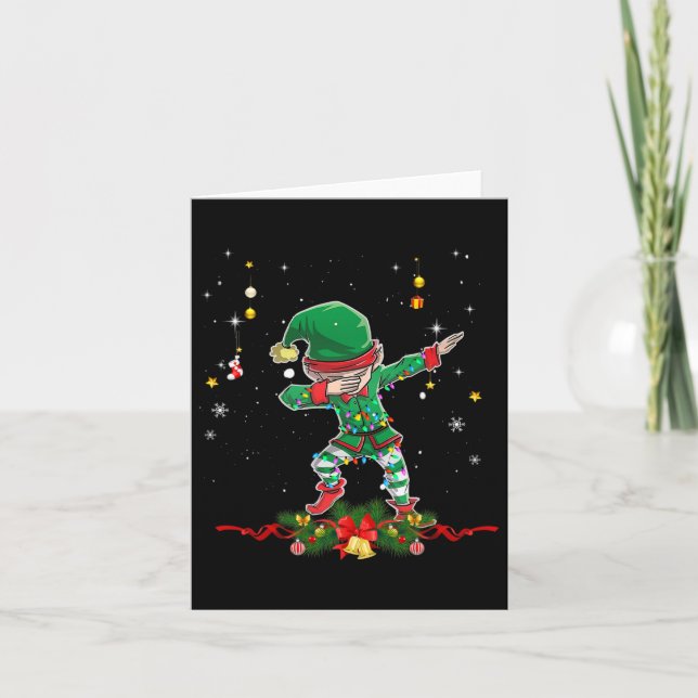 Cartão Dabbing Elf Shirt Costume de Natal Boy (Frente)