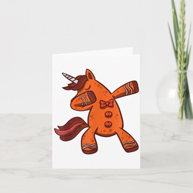 Cartão Dabbing Gingerbread Unicorn Cookie Christmas  (Frente)