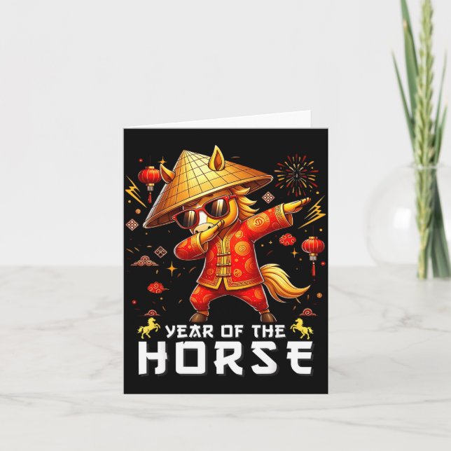 Cartão Dabbing Horse Lunar Chinese New Year Of The Horse  (Frente)