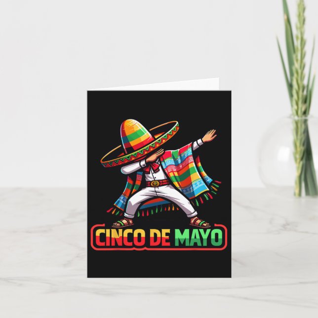 Cartão Dabbing Mexicano Poncho Cinco De Mayo Fiesta 2 (Frente)