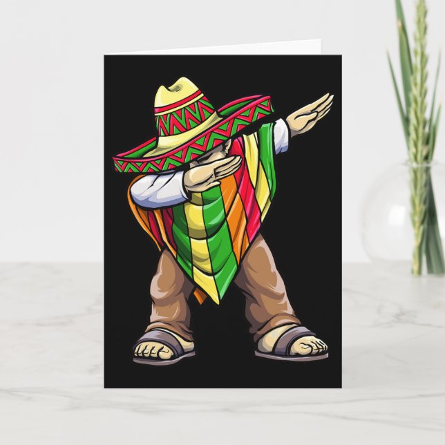 Cartão Dabbing Poncho Mexicano Cinco De Mayo  (Frente)