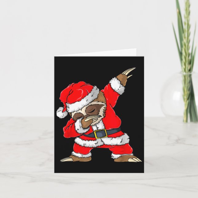 Cartão Dabbing Santa Sloth Merry Slothmas Christmas Kids  (Frente)
