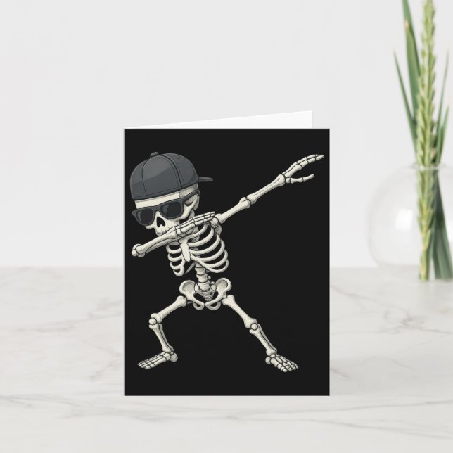 Cartão Dabbing Skeleton Pirate Halloween Kids Jolly Roger (Frente)