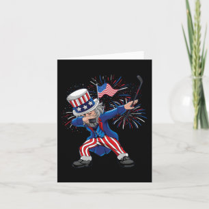 Cartão Dabbing Tio Sam Ice Hockey Puck Indepedation Day