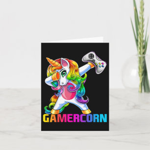 Cartão Dabbing Unicorn Video Game Controller Gamer Girl