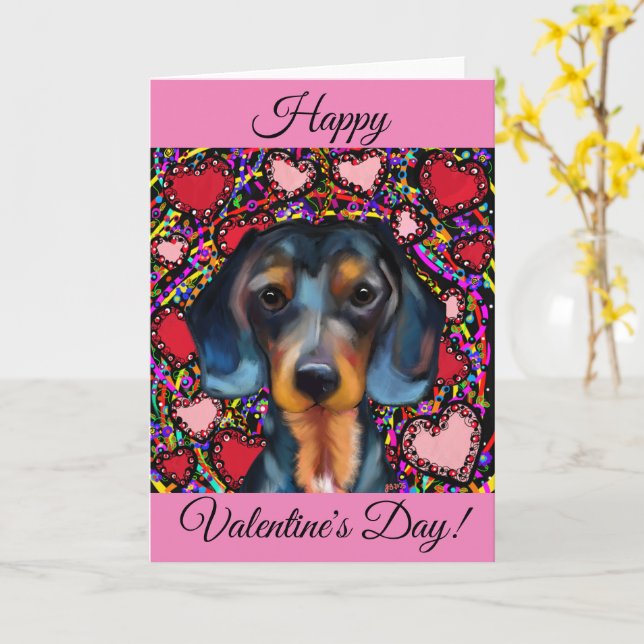 CARTÃO DACHSHUND (Flor Amarela)