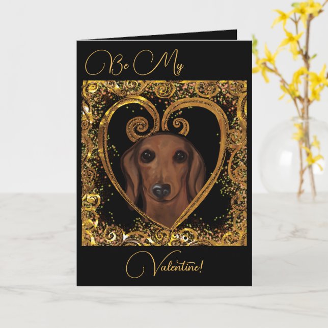 CARTÃO DACHSHUND   (Flor Amarela)