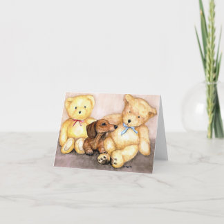 Cartão "Dachshund and Bear Friends", Notecard de Arte Can