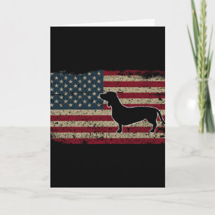 Cartão Dachshund Bandeira da América Patriótico Presente