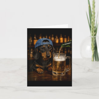 Cartão Dachshund Bebendo Cerveja Meme de Cachorro Engraça