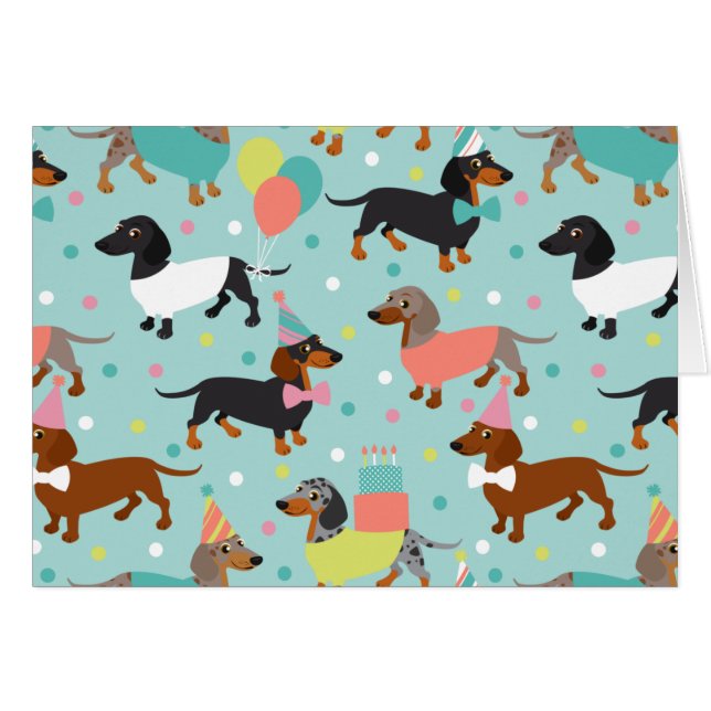 Cartão Dachshund Birthday (Frente Horizontal)