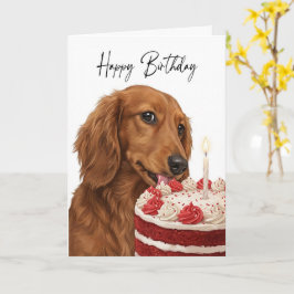 Cartão Dachshund Birthday Cake Inspector