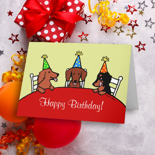 Cartão Dachshund Birthday Cartoon