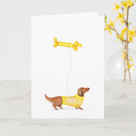 Cartão Dachshund bonito com cartão-balão para cães de sal