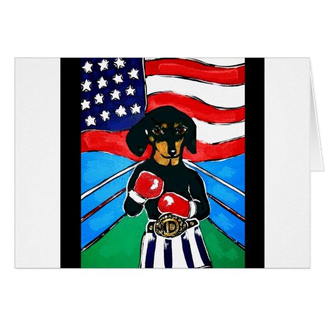 Cartão Dachshund Boxer (Frente Horizontal)