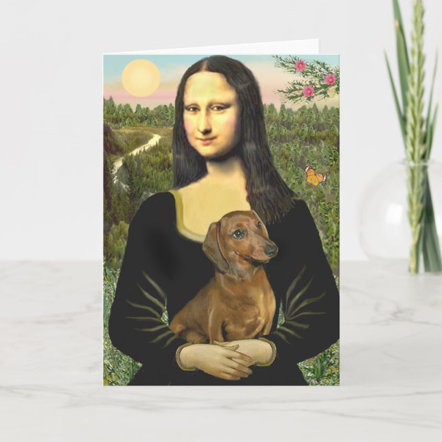 Cartão Dachshund (brown1) - Mona Lisa (Frente)