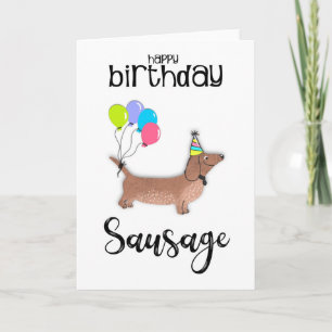 Cartão dachshund, cão de salsicha de aniversário feliz