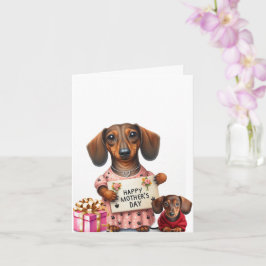 Cartão Dachshund Celebrando Dia de as mães
