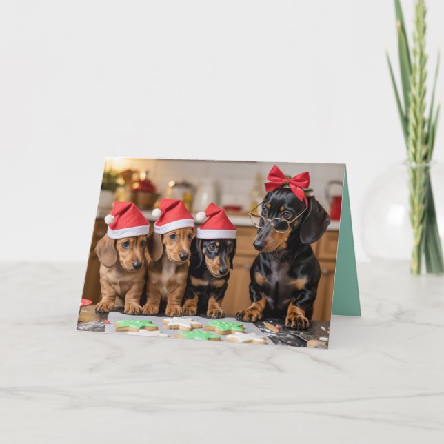 Cartão Dachshund Christmas Cookies Card (Frente)